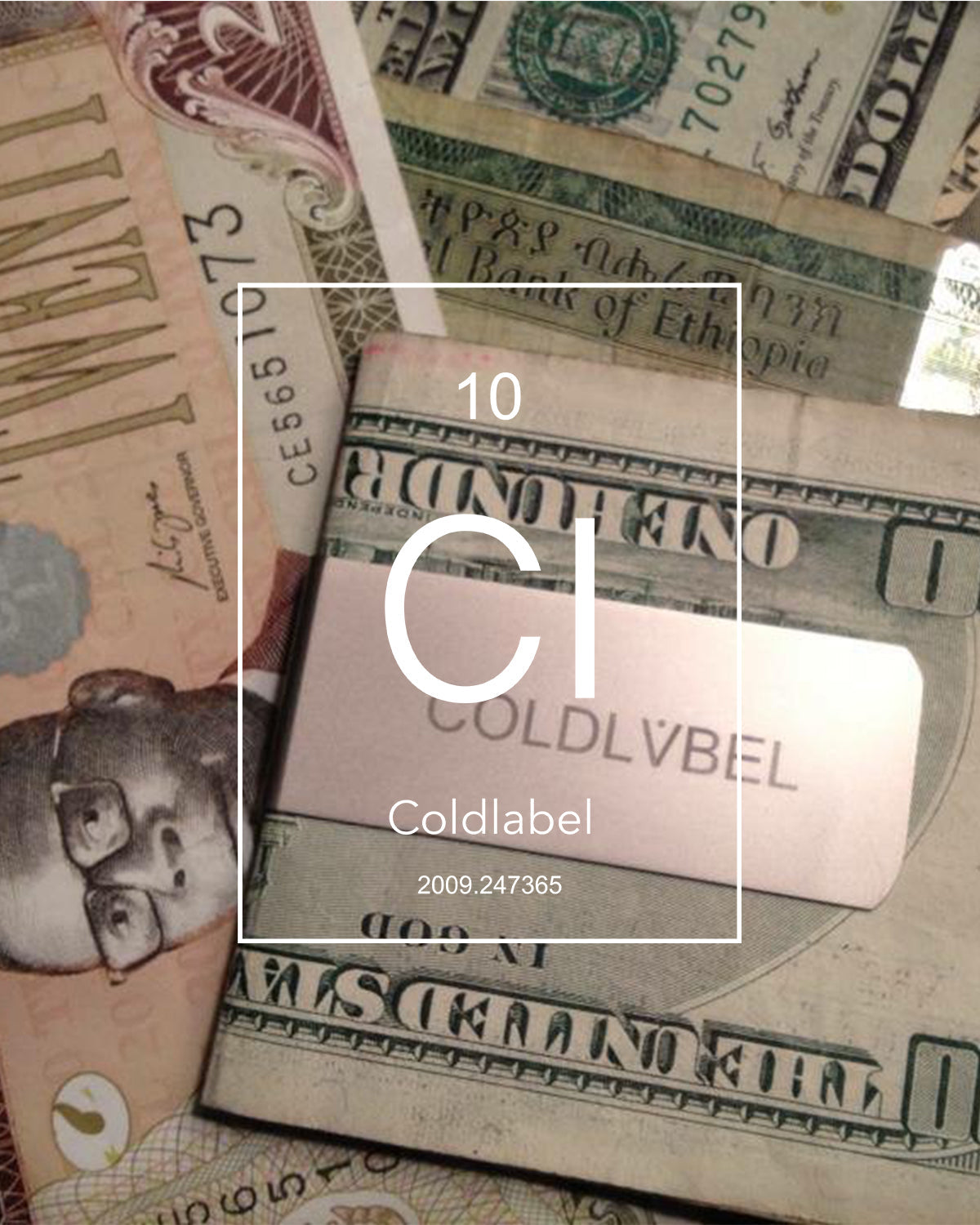Coldlabel money clip on cash